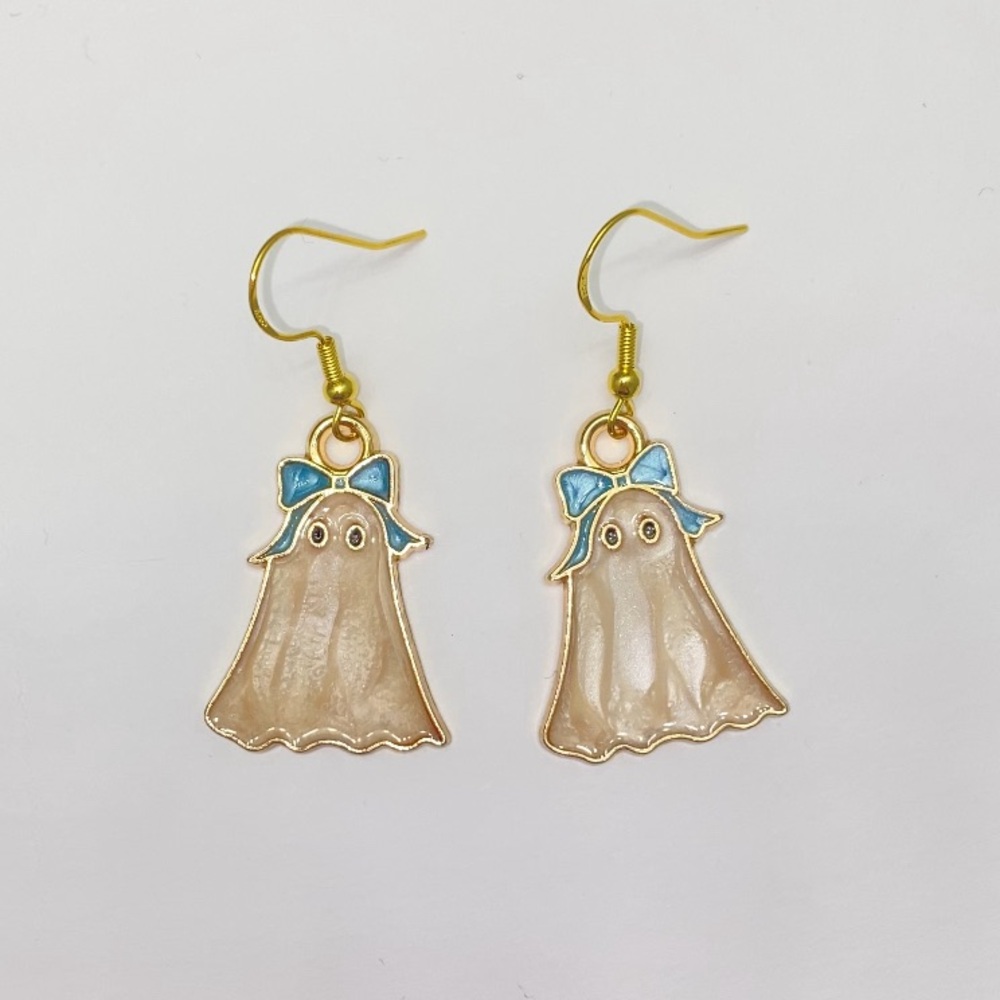 Ghost Earrings with Blue Bow 💙🎀